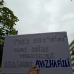 Berlin Qürur yürüyüşündə Əvəz Hafizli haqda plakatlar